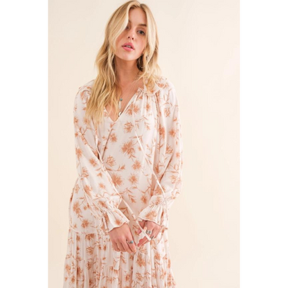 Peach Floral Maxi Dress