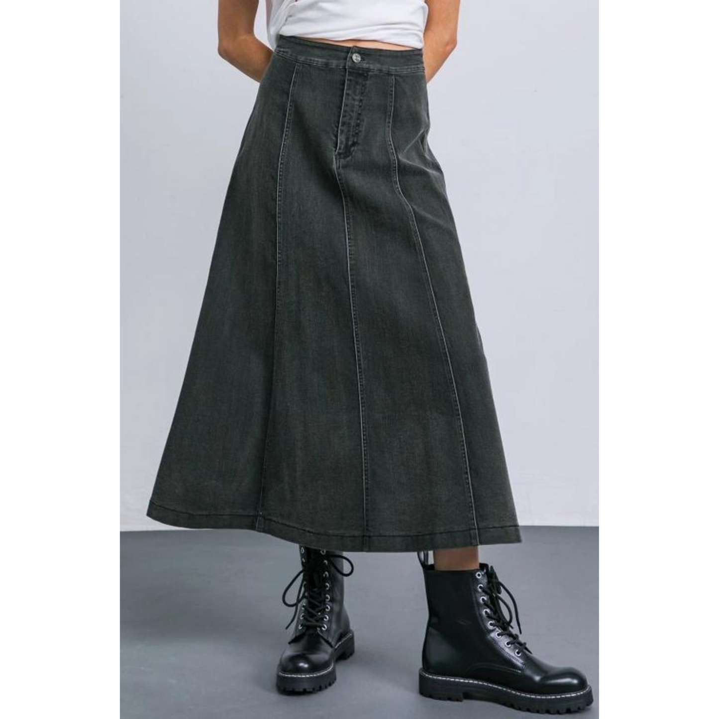 Cleo Black Denim Skirt