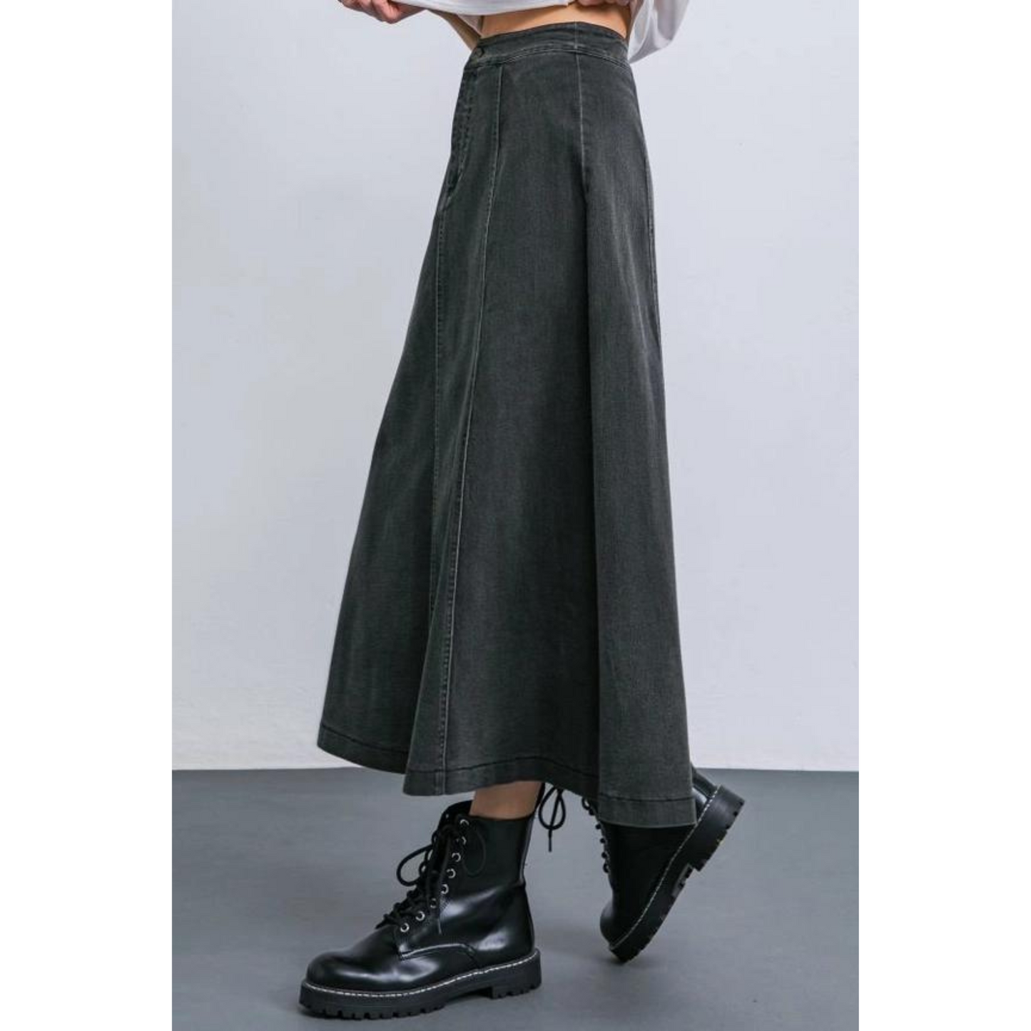 Cleo Black Denim Skirt