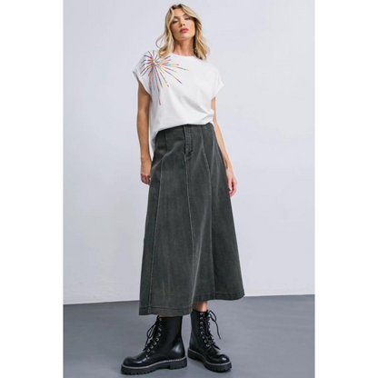 Cleo Black Denim Skirt