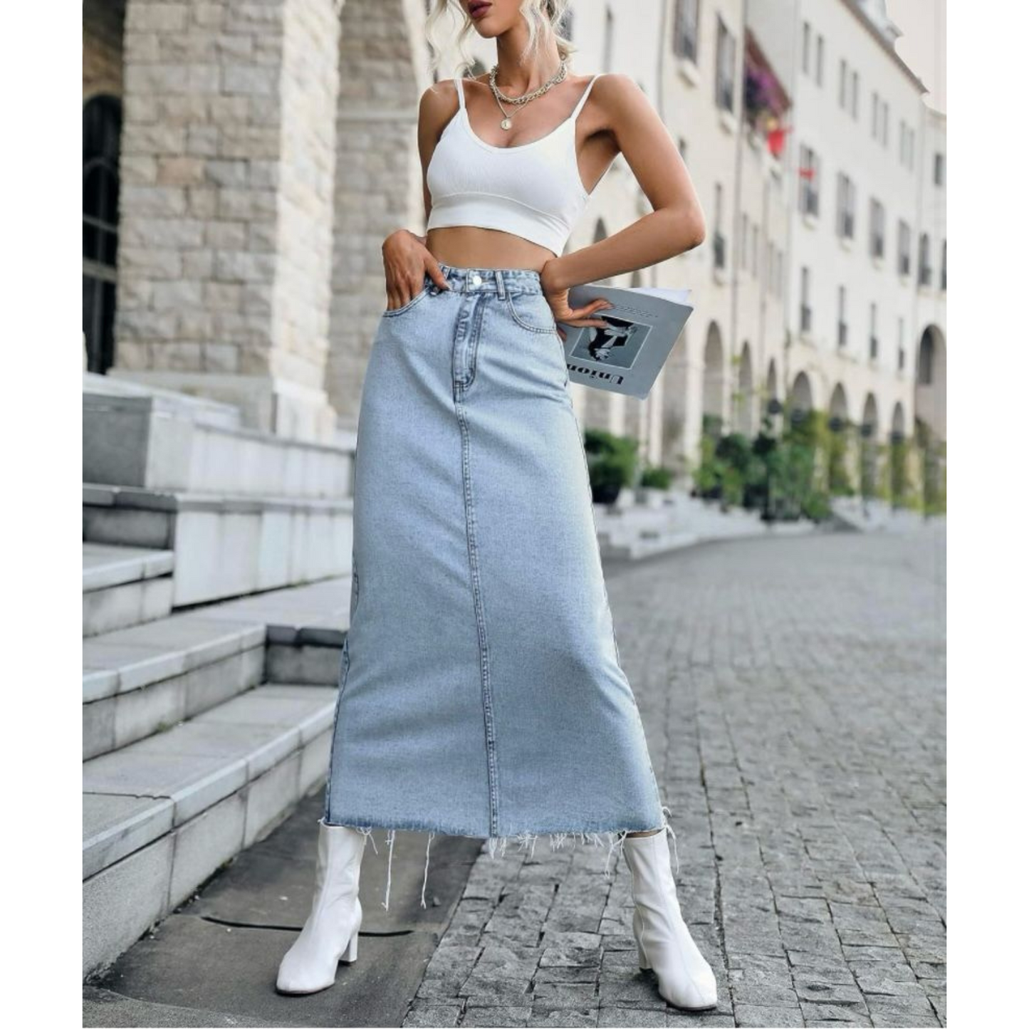 Stacy Midi Denim Skirt